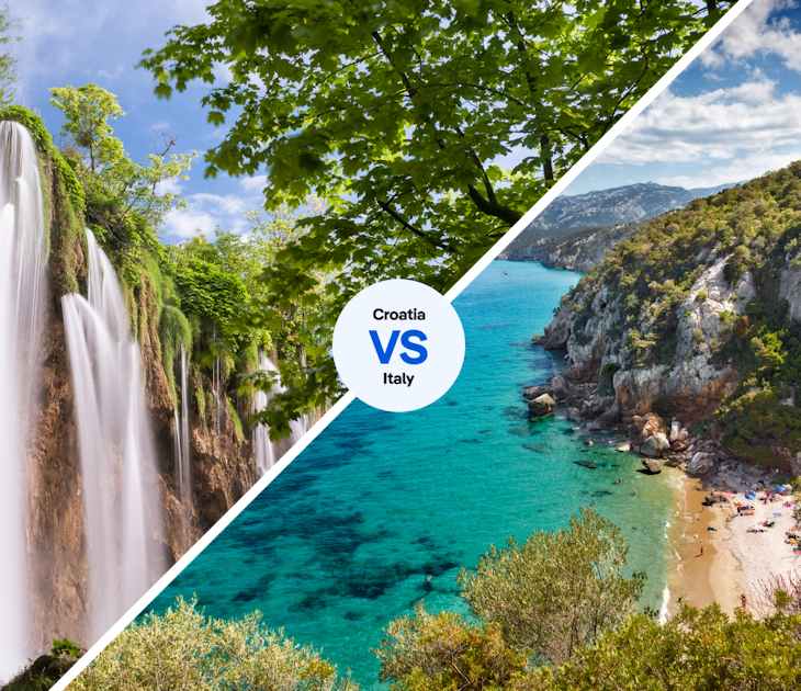Tour Croatia's dazzling Plitvice Lakes or Italy's Gulf of Orosei and people sunbathing at the beach in Cala Gonone.