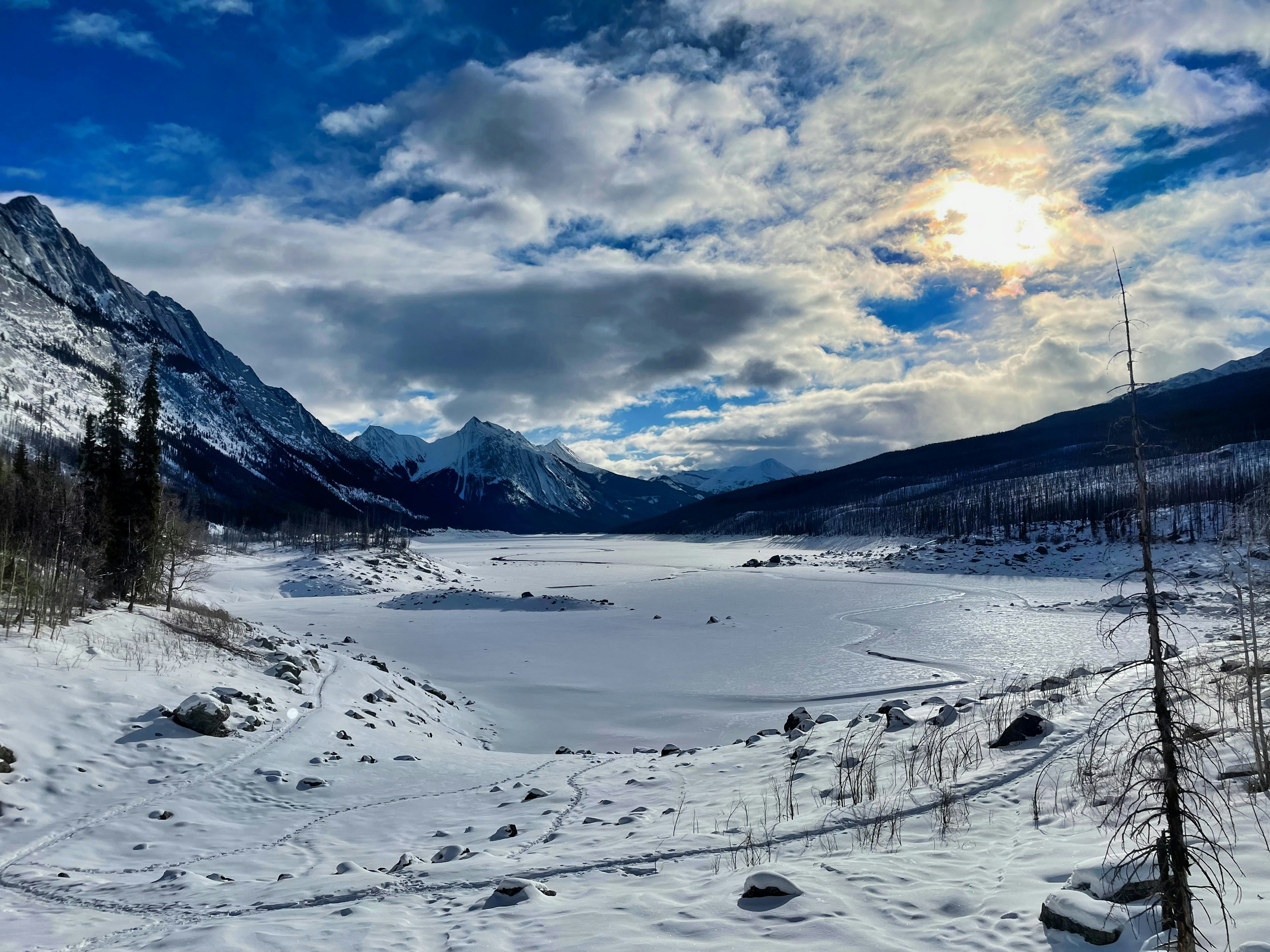 Winter on Medicine Lake with snow blanketing the landscape