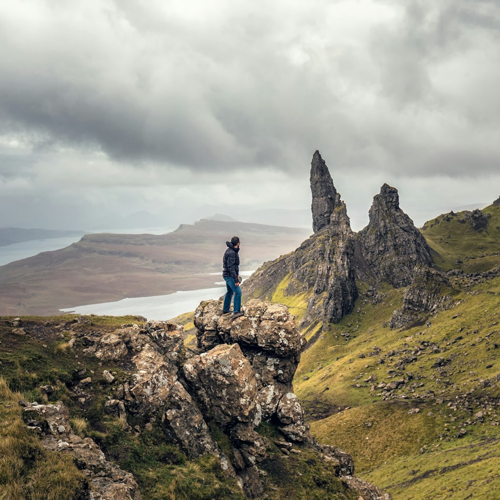 Man overlooking view Old Man of Storr in Autumn on the Isle of Skye, Scotland, UK.
1091308964
beautiful, british, caucasian, confident, fall, glen, green, highlands, hipster, man, outdoor, park, scenery, scenic, scottish, storr, top, trail, trees, view, wild