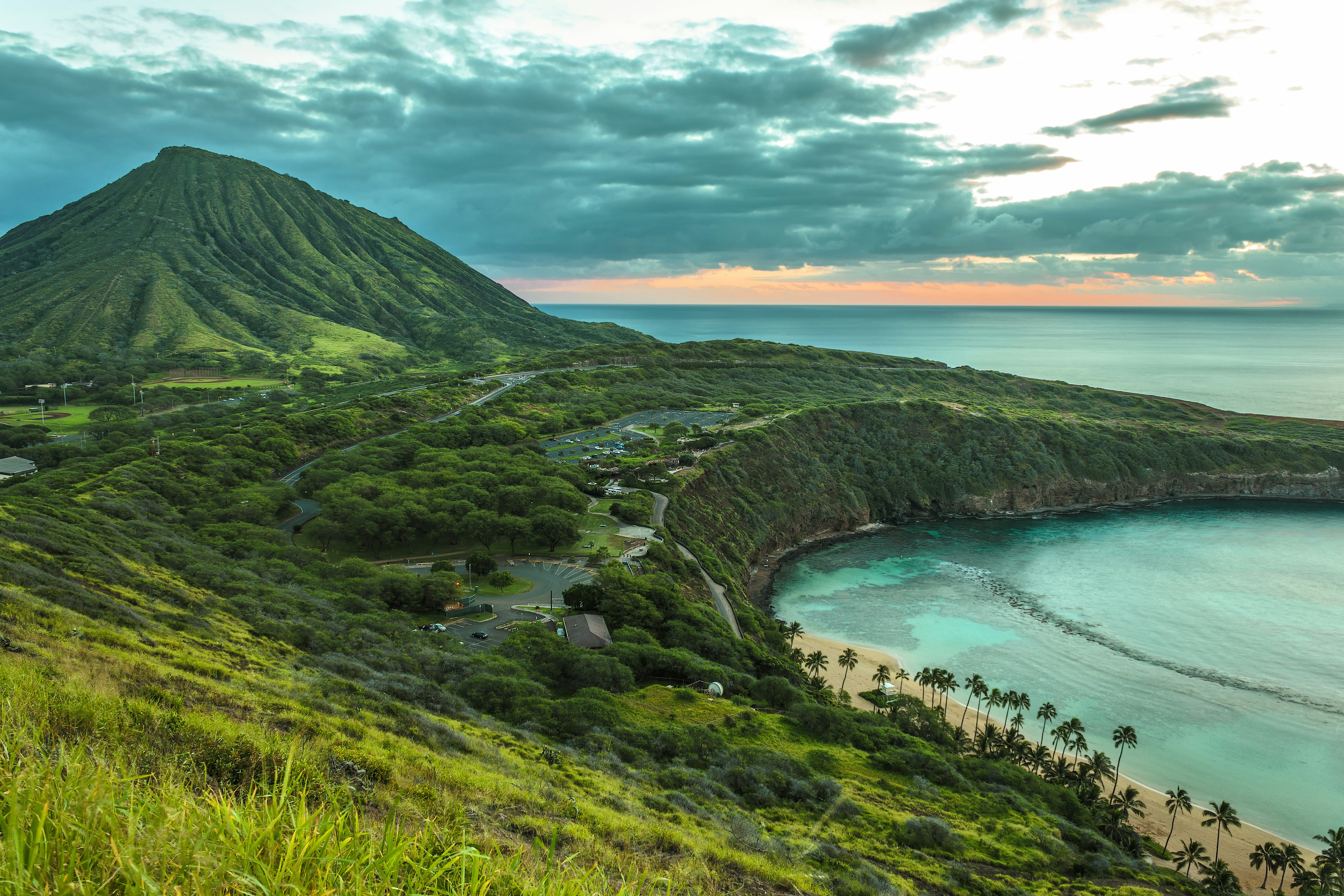 Koko Head Crater and Hanauma Bay at dawn on Oahu, Hawaii