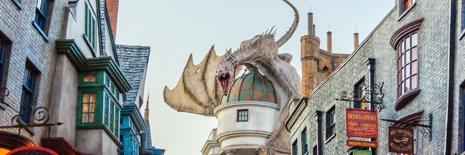 Diagon Alley in The Wizarding World of Harry Potter at Universal Studios Orlando.