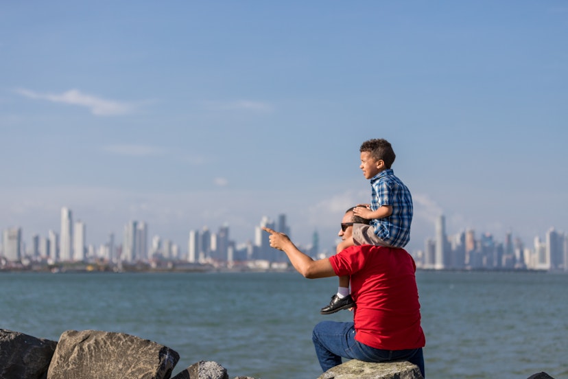 Father and son looking at the city of panama; Shutterstock ID 1073963873; your: ClaireN; gl: 65050; netsuite: Online ed; full: Panama City things to know
1073963873