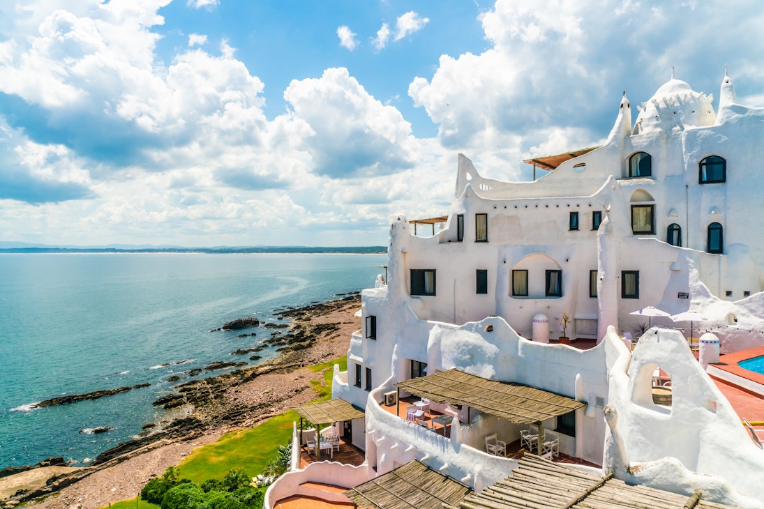 View from the famous Casapueblo, the whitewashed cement and stucco buildings near the town of Punta Del Este, Uruguay.
