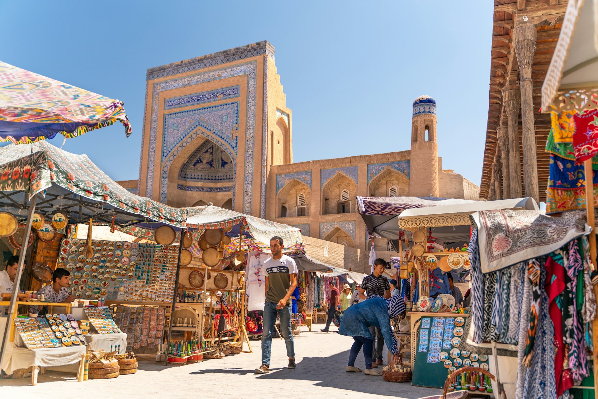 Famous bazaar street in Khiva, Uzbekistan 