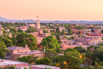 Downtown Santa Fe at dusk
