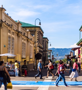 San José / Costa Rica - September 25, 2015: Pedestrians walk along the downtown historical area in the middle of the day.; Shutterstock ID 703399153; your: Claire N; gl: 65050; netsuite: Online ed; full: San Jose neighborhoods
703399153
