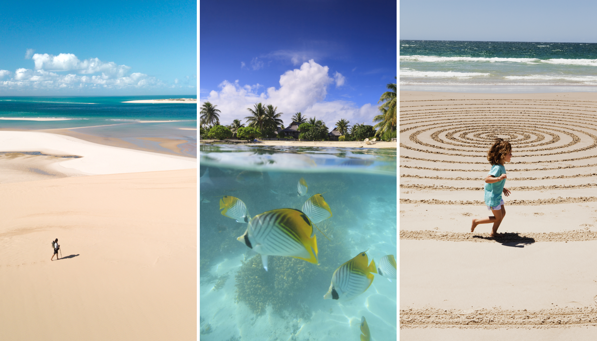 The sand of the Bazaruto Archipelago; the clear waters of Bora Bora; the sandy beaches of Byron Bay.