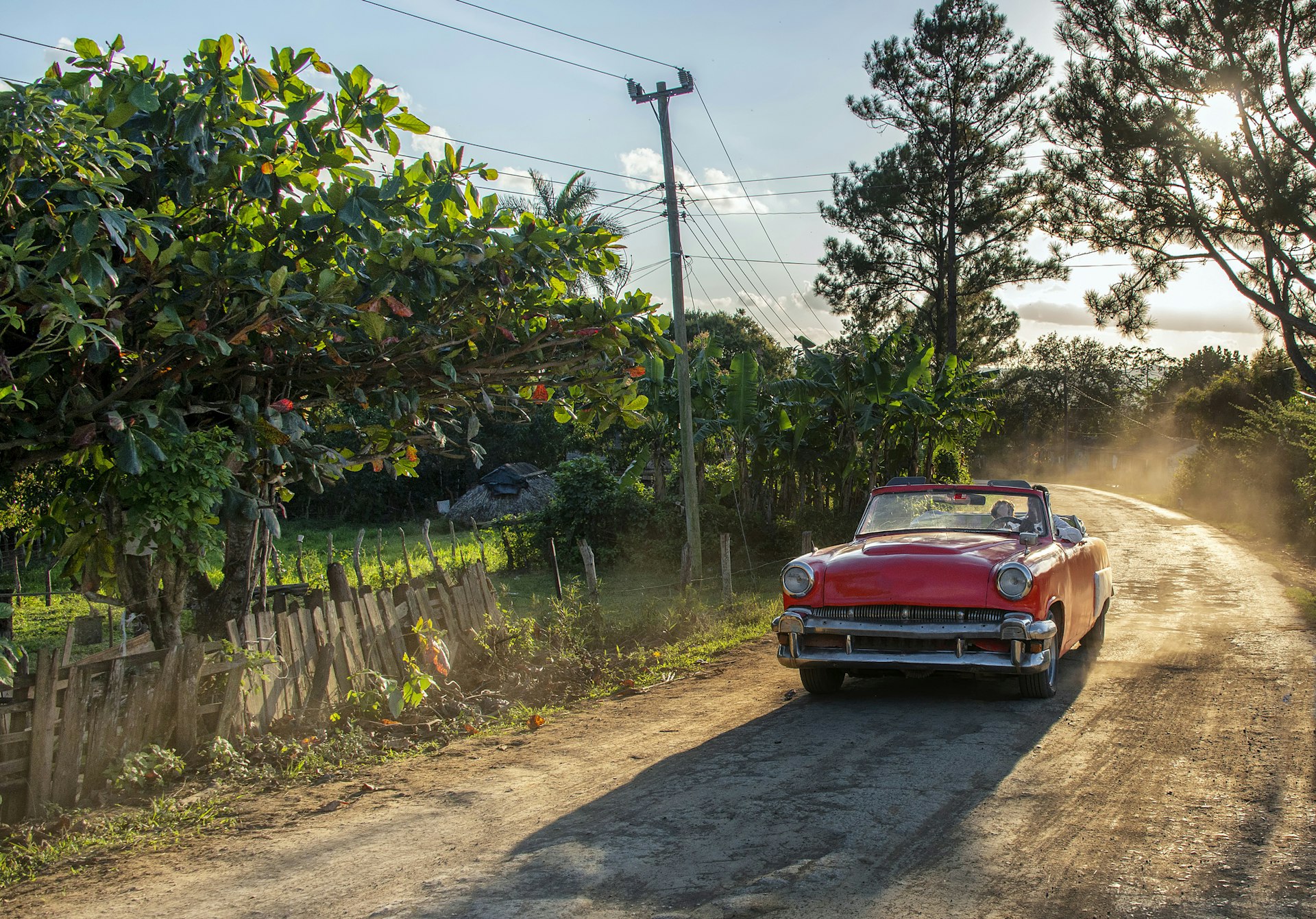 Vintage car in Vinales -- a beautiful and lush valley in Pinar del Río province of Cuba