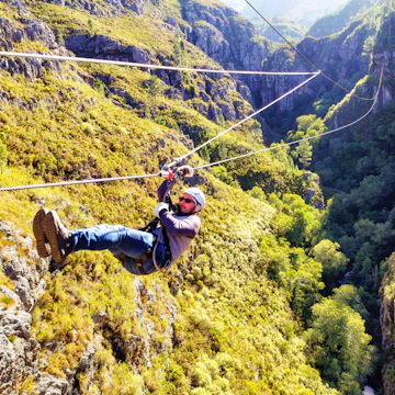 A zip line in Hottentots Holland Nature Reserve in South Africa.