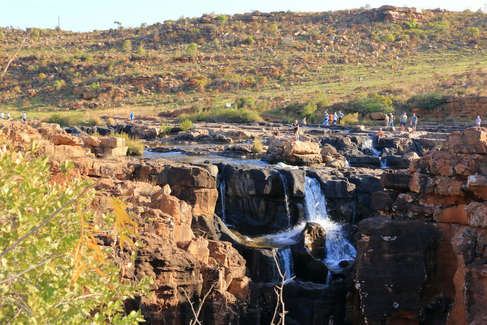 People enjoy Bourke's Luck Potholes, geological formation in the Blyde River Canyon area 