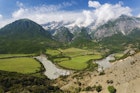 Albania, Carshove-area, Malesi e Nemeckes mountains and Vjosa River, elevated view.
454329357
null
