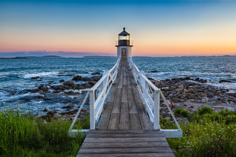 Prominently sited on a rocky point of land, Marshall Point Lighthouse is located near the fishing village of Port Clyde, Maine. Marshall Point Lighthouse was established in 1832