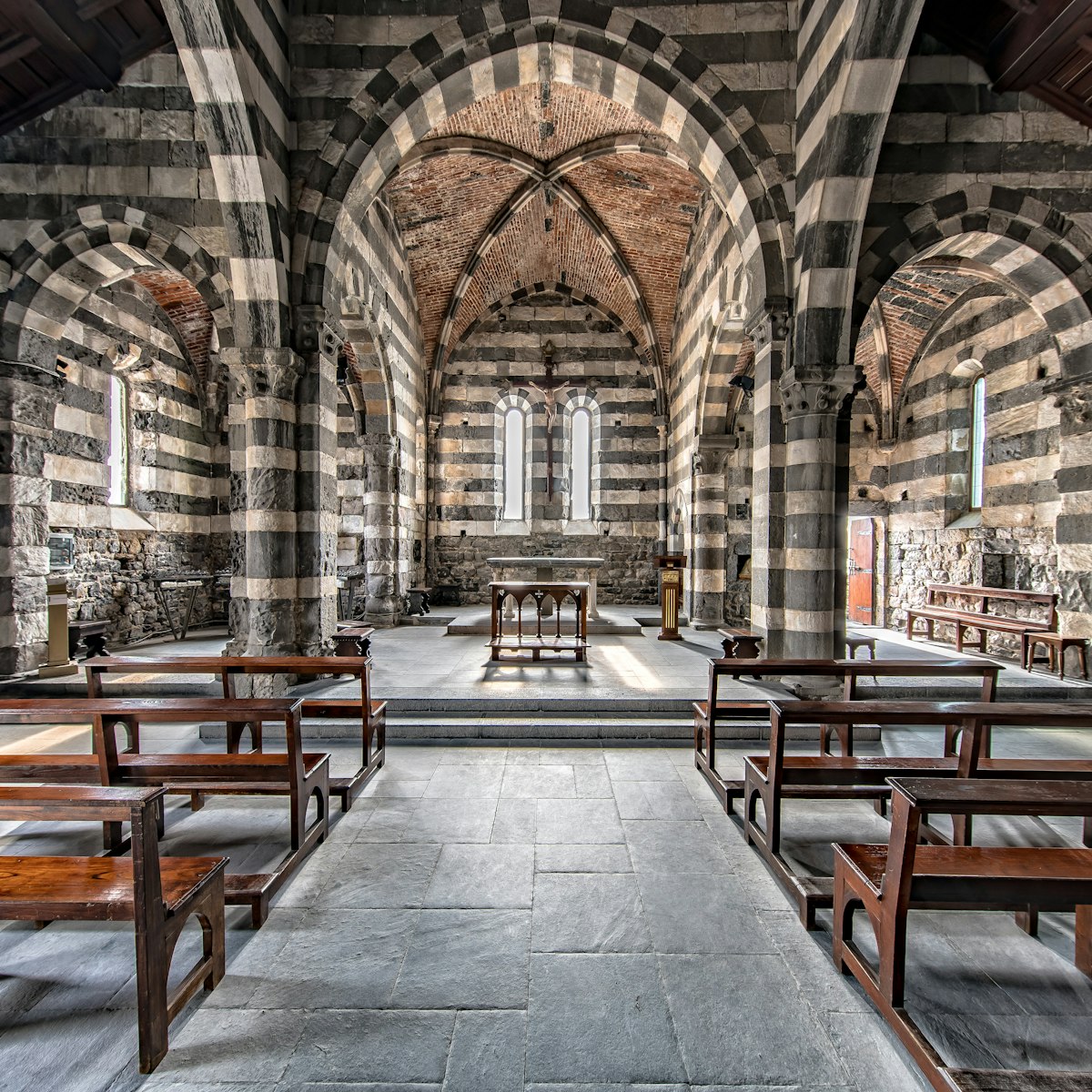 Inside San Pietro church in Portovenere.
