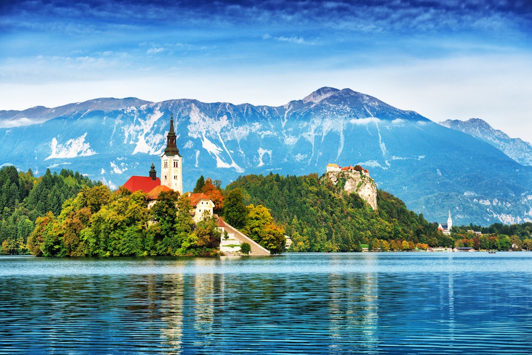 Church on an island in Lake Bled, Slovenia