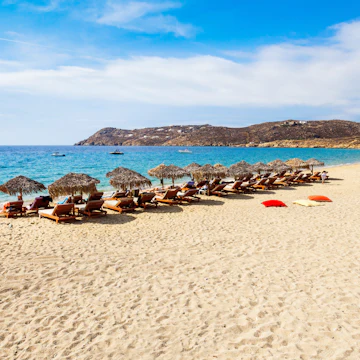 Elia beach on the Mykonos island, Cyclades, Greece.
