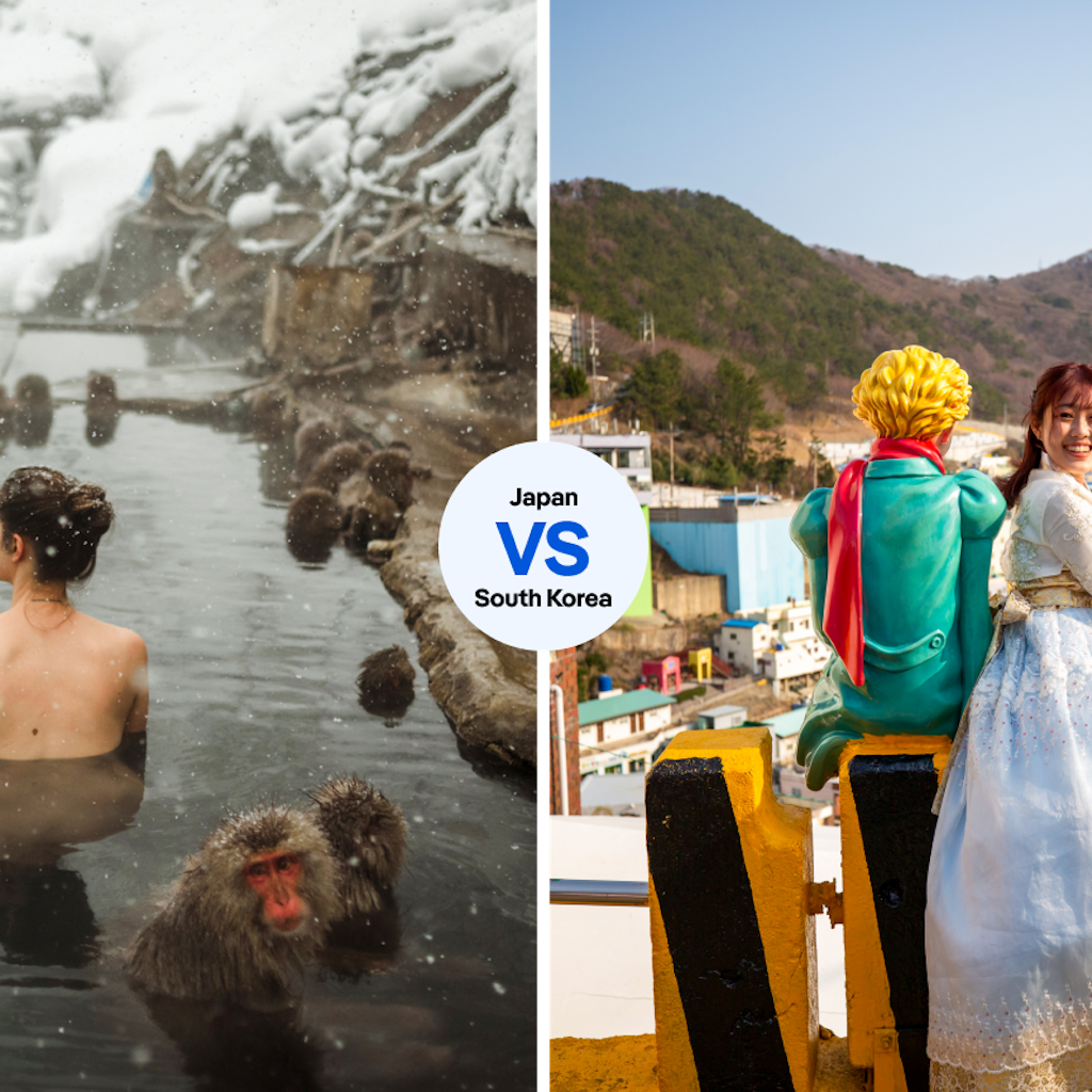 Take advantage of Japan's onsen culture, or visit the Gamcheon Culture Village in Busan.