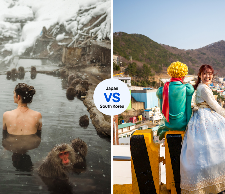 Take advantage of Japan's onsen culture, or visit the Gamcheon Culture Village in Busan.
