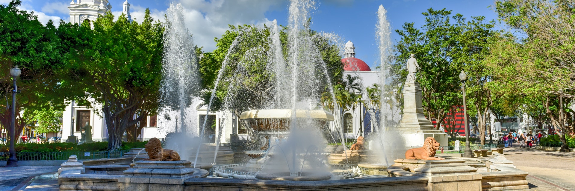Lion Fountain in Plaza Las Delicias, the main square in Ponce, Puerto Rico.