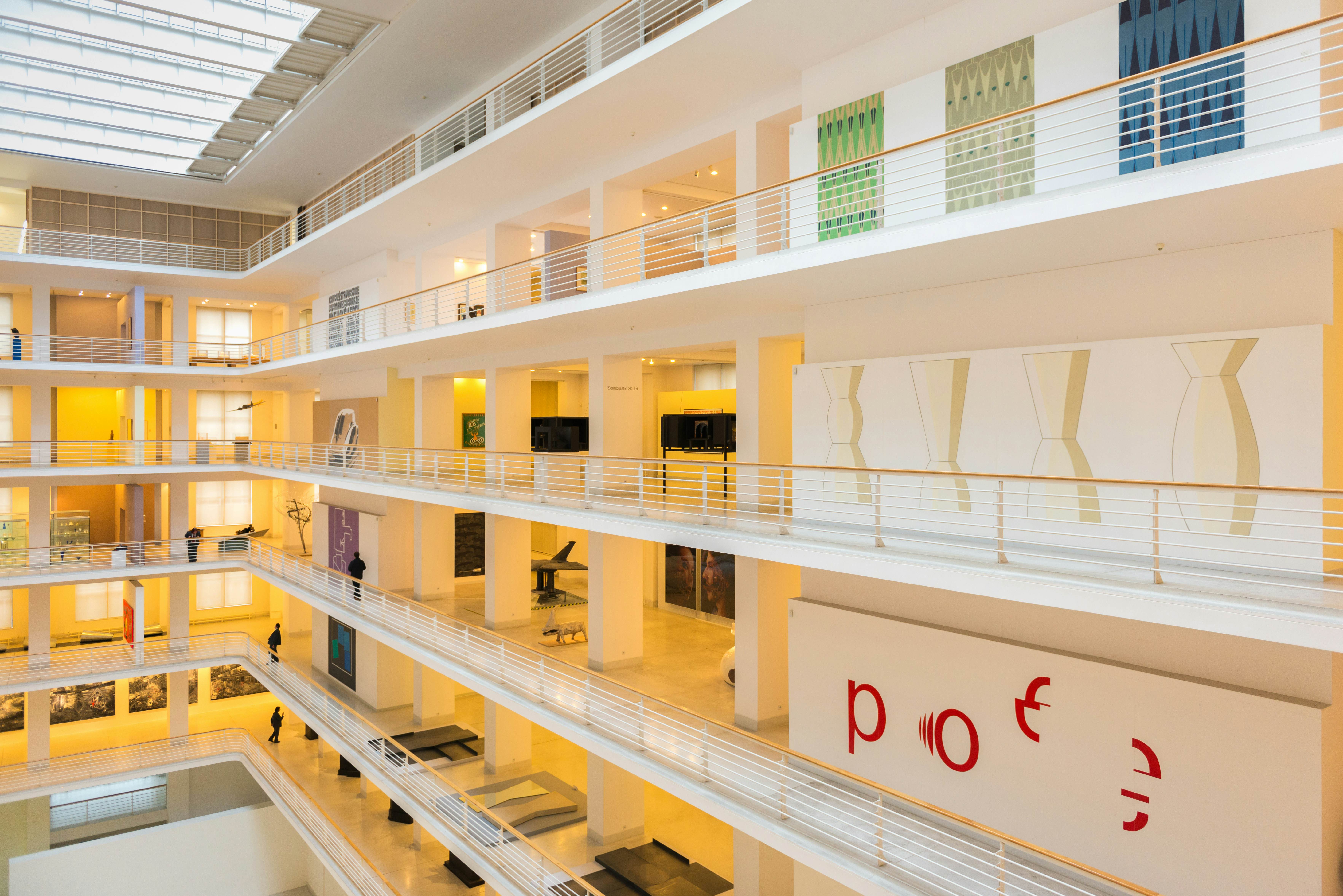 Interior View of the National Gallery in Prague, Trade Fair Palace.
