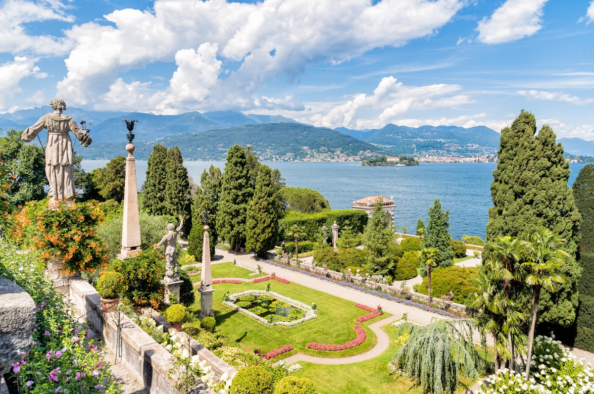 Baroque garden on the Island of Bella in Lake Maggiore.
