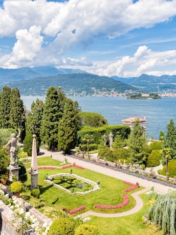 Baroque garden on the Island of Bella in Lake Maggiore.
