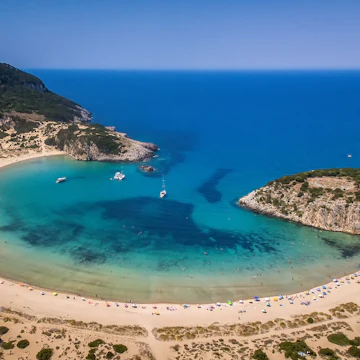 Aerial view of Voidokilia beach.