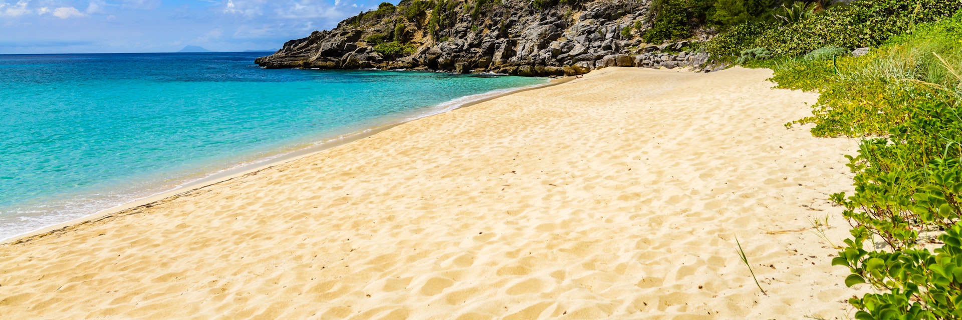 Remote and private Gouverneur Beach on the French Caribbean island of Saint Barthélemy (St Barts.).