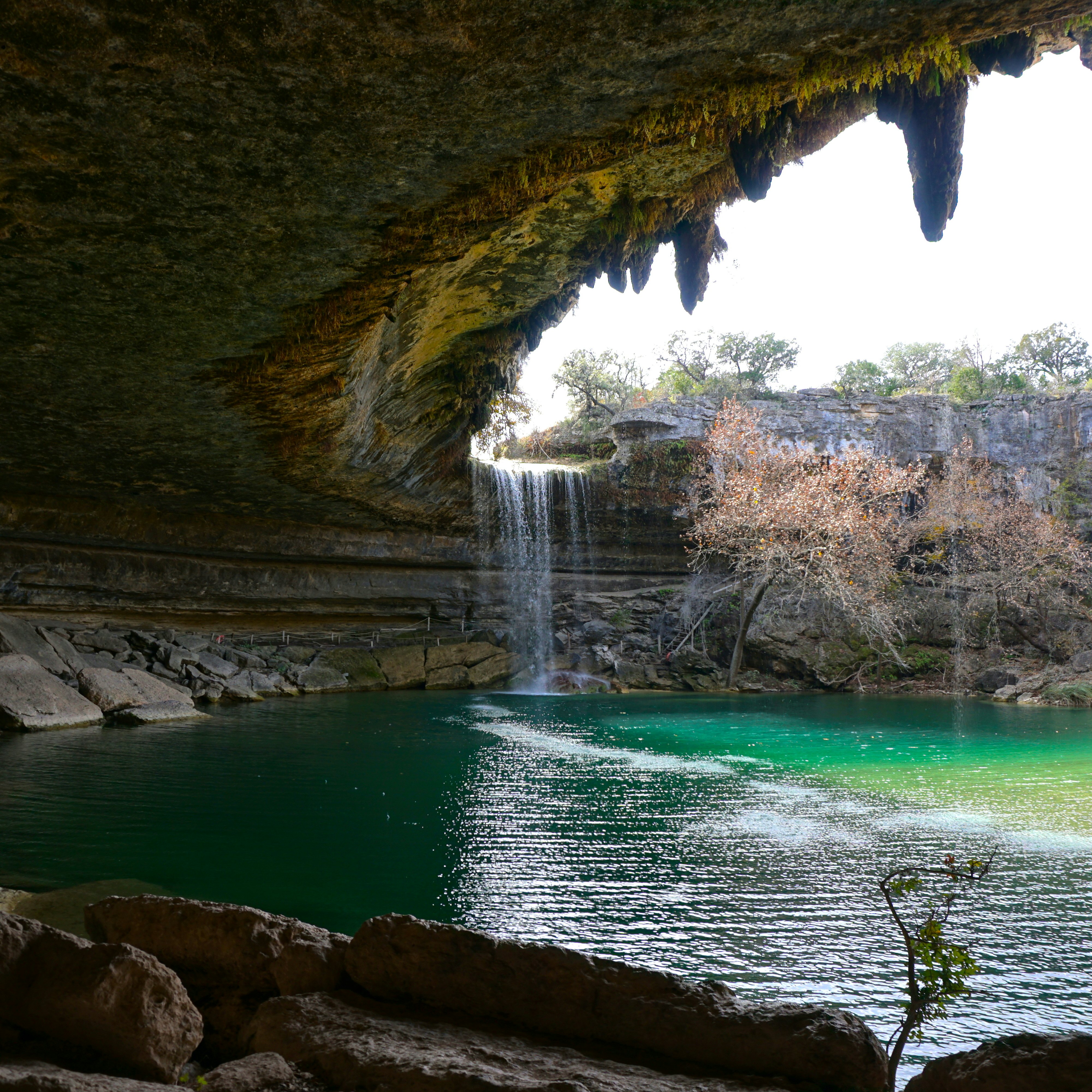 Waterfall in Hamilton Pool Preserve grotto.