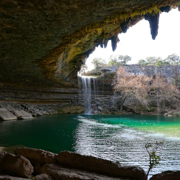 Waterfall in Hamilton Pool Preserve grotto.