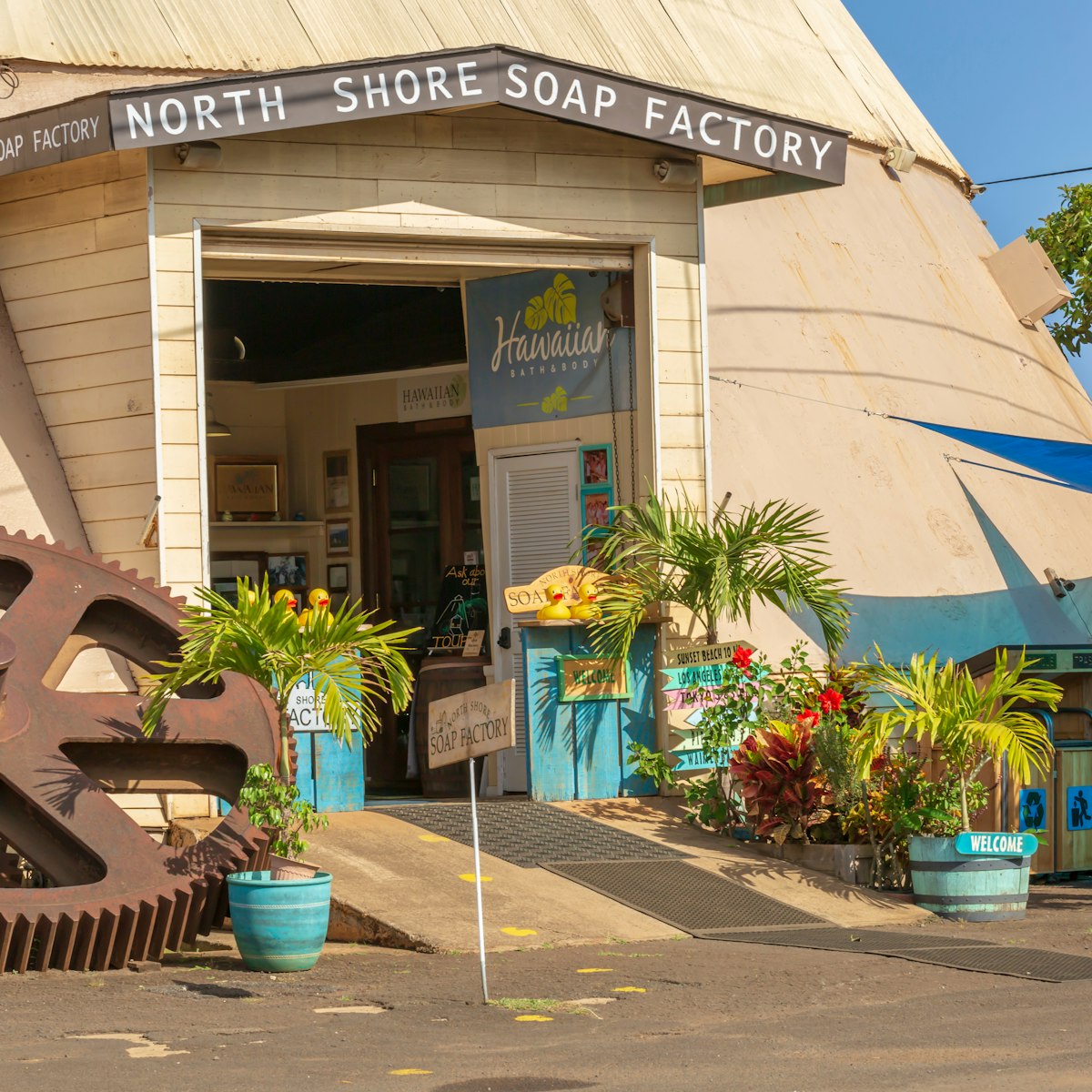 The North Shore soap factory and shop at the old Waialua Sugar Mill.