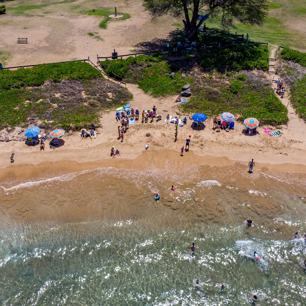 Aerial view of Kamaole III beach, Kihei, Hawaii. 