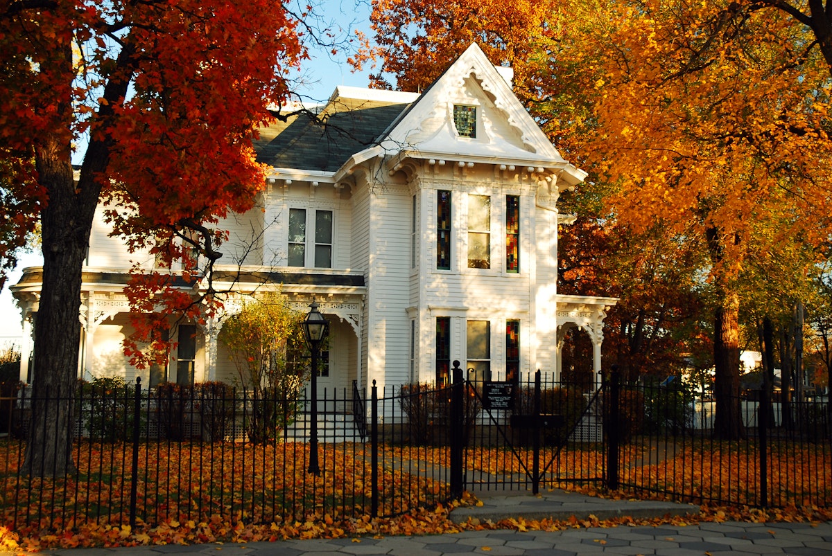 Fall colors surround the former home of US President Harry Truman in Independence, Missouri.
