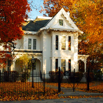 Fall colors surround the former home of US President Harry Truman in Independence, Missouri.
