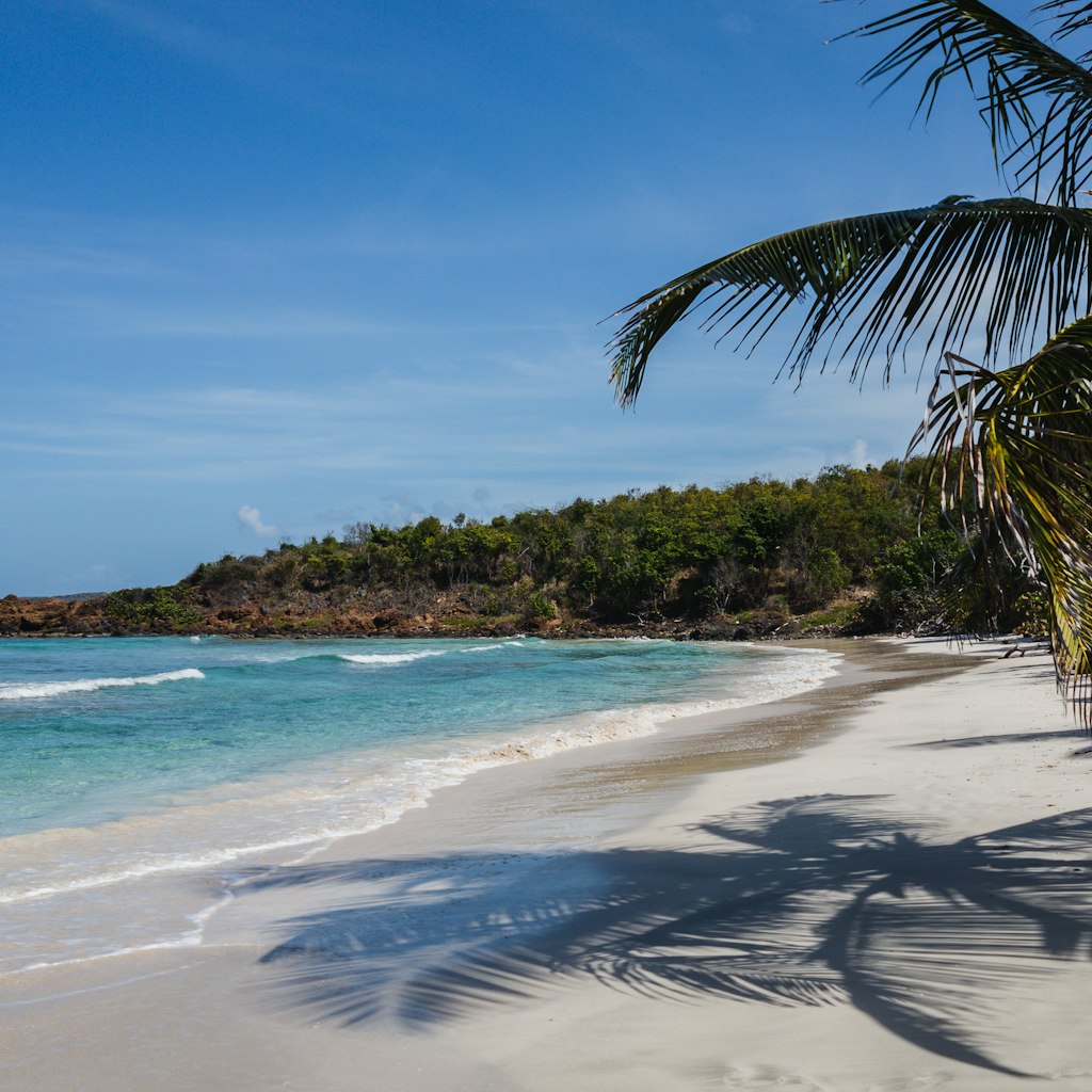 Playa Zoni beach on a sunny day in Culebra, Puerto Rico.
