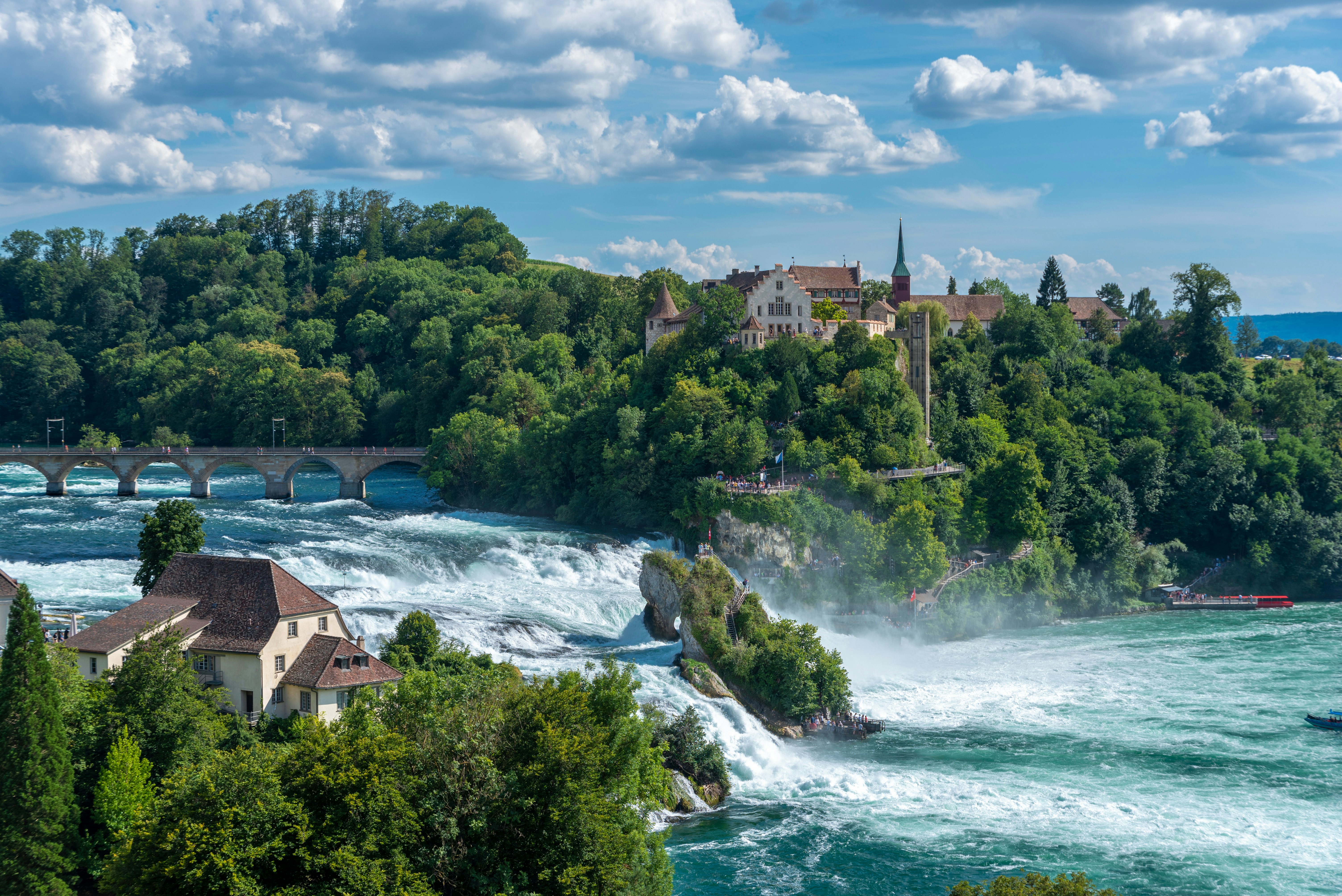 Rhine Falls with Laufen Castle in Neuhausen am Rheinfall.