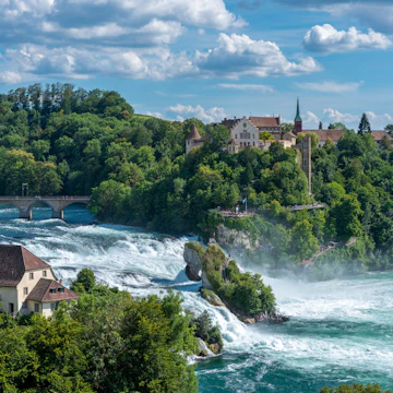 Rhine Falls with Laufen Castle in Neuhausen am Rheinfall.