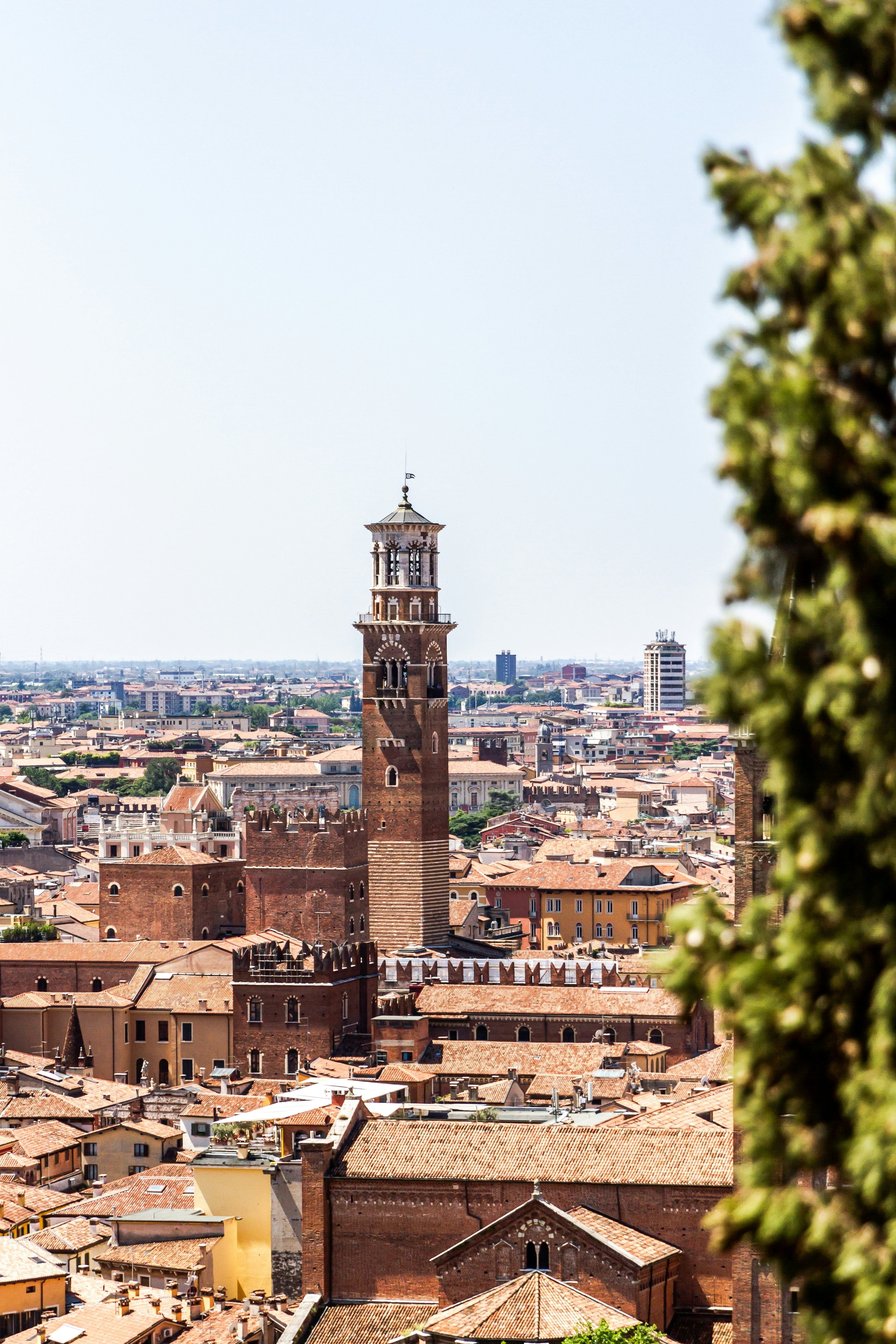 Verona skyline with a view of Torre dei Lamberti.