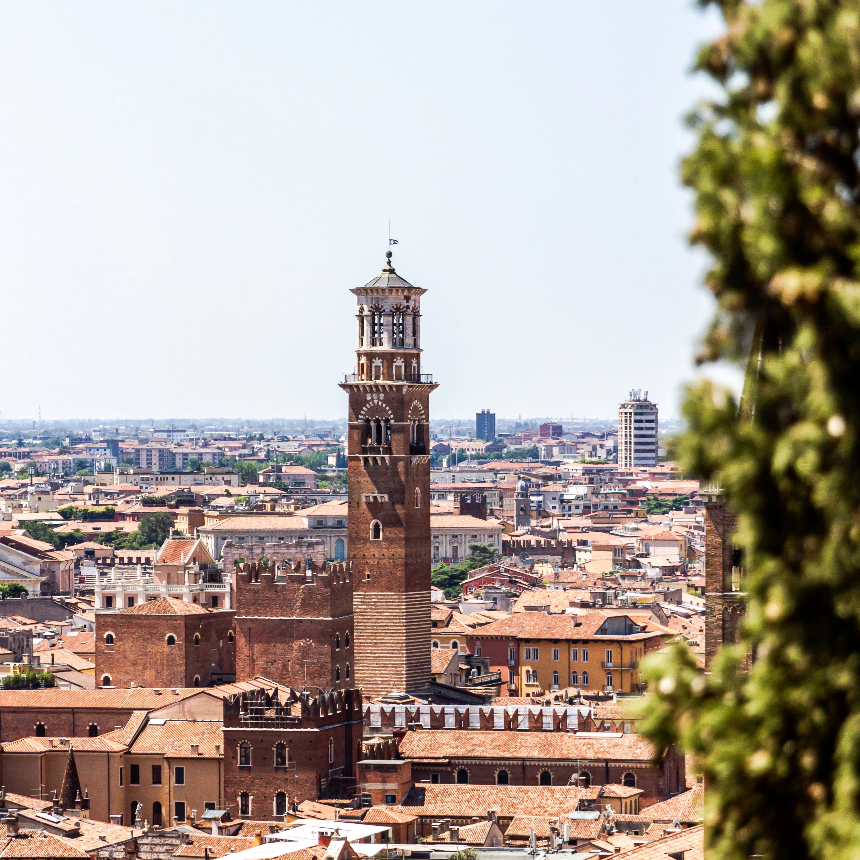 Verona skyline with a view of Torre dei Lamberti.