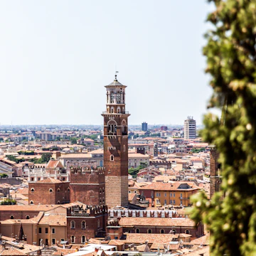 Verona skyline with a view of Torre dei Lamberti.