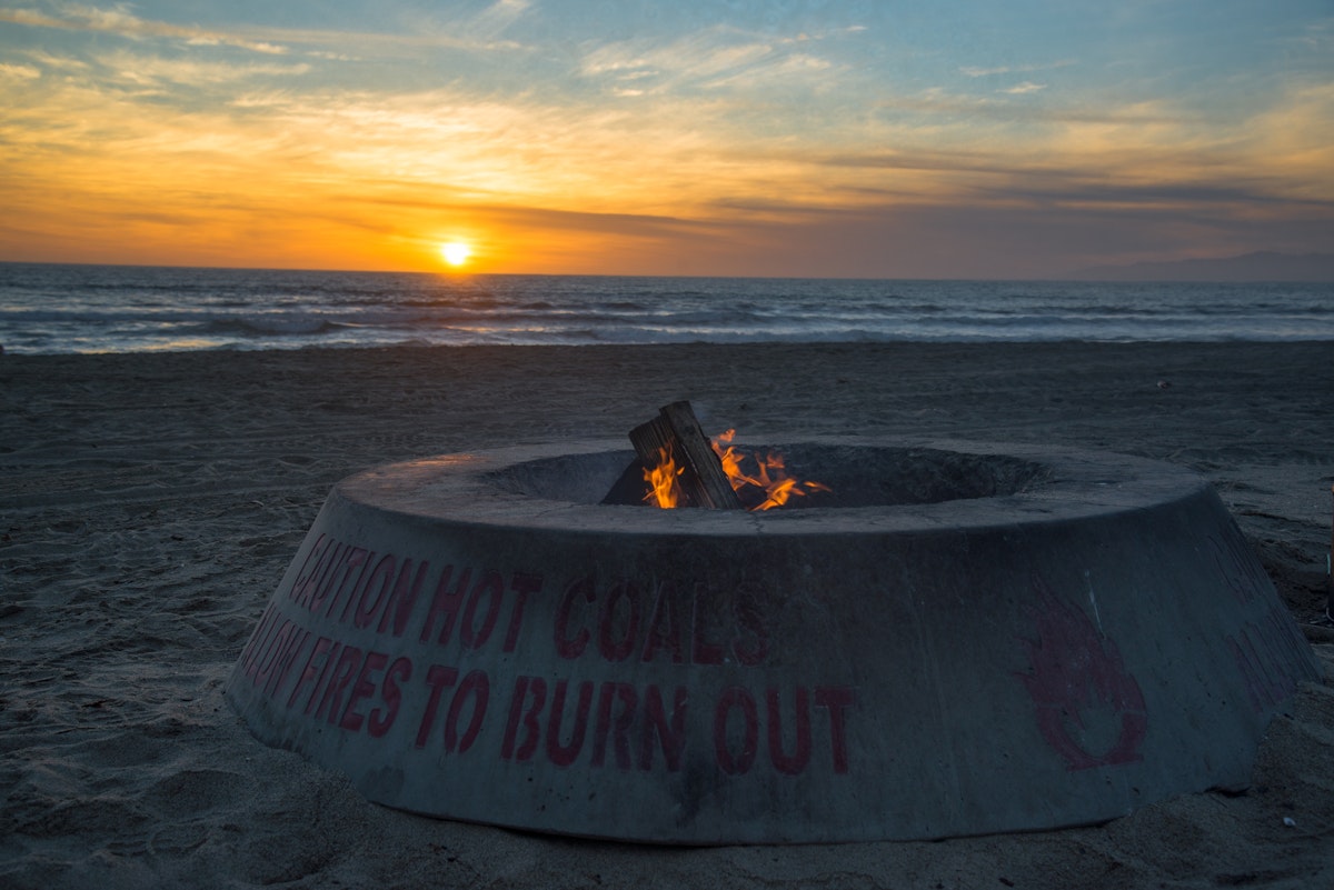 Fire pit at Dockweiler State Beach.