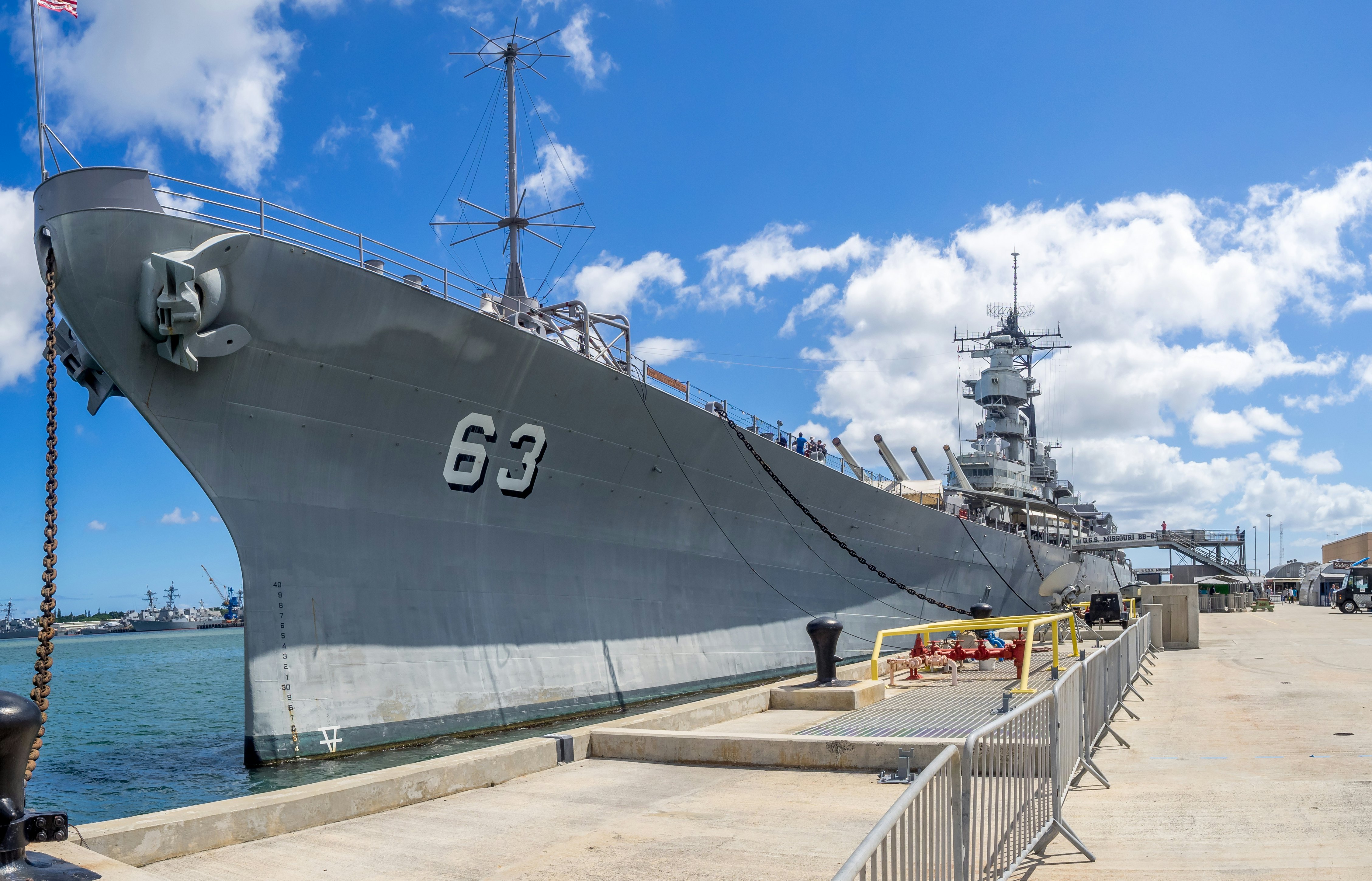 The USS Missouri battleship in Pearl Harbor.