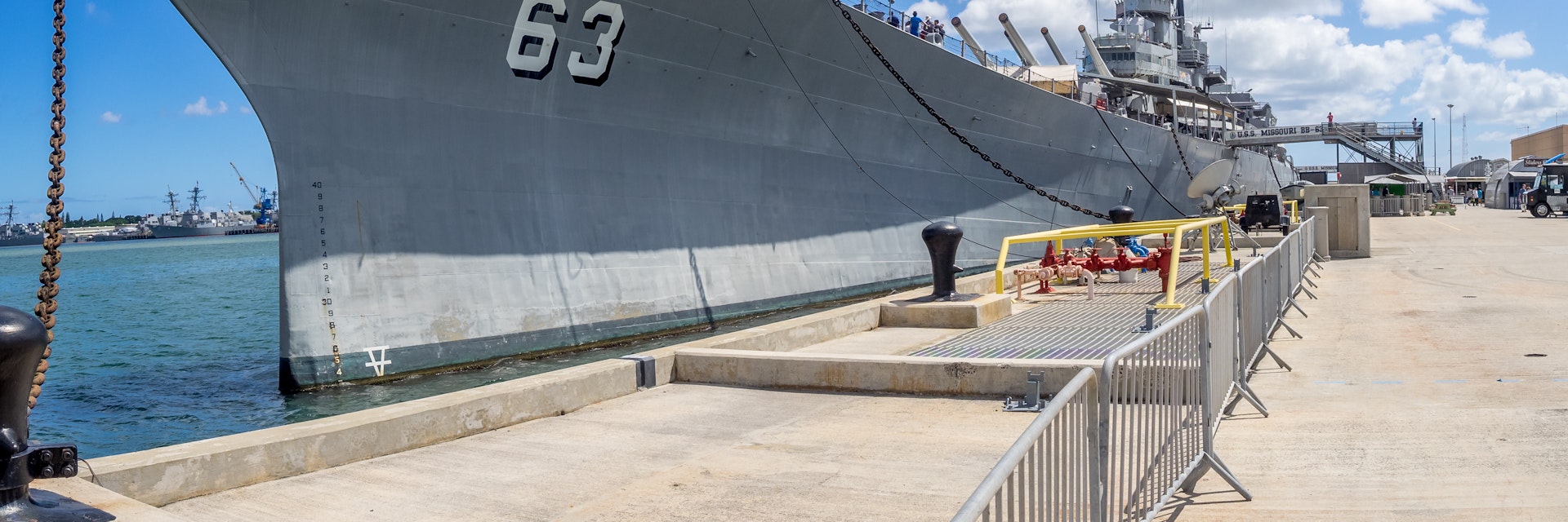 The USS Missouri battleship in Pearl Harbor.