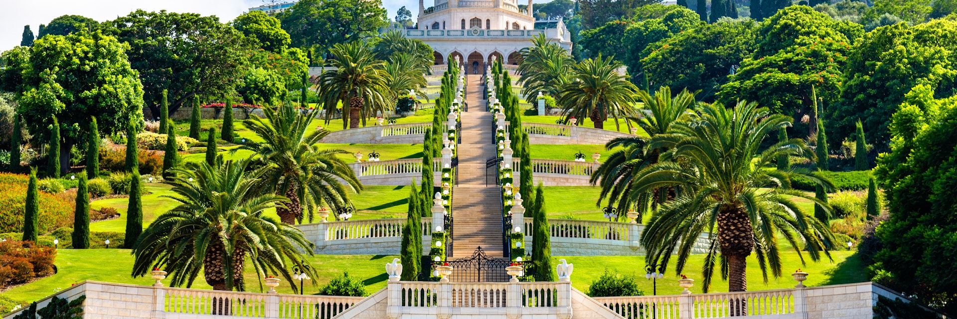 Shrine of the Bab and lower terraces at the Bahai World Center in Haifa, Israel.