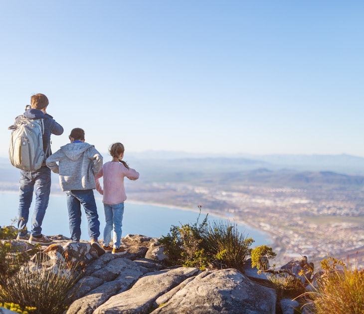 Family with two kids enjoying breathtaking views of Cape Town from top of Table mountain; Shutterstock ID 482052397; your: Claire Naylor; gl: 65050; netsuite: Online editorial; full: South Africa with kids
482052397