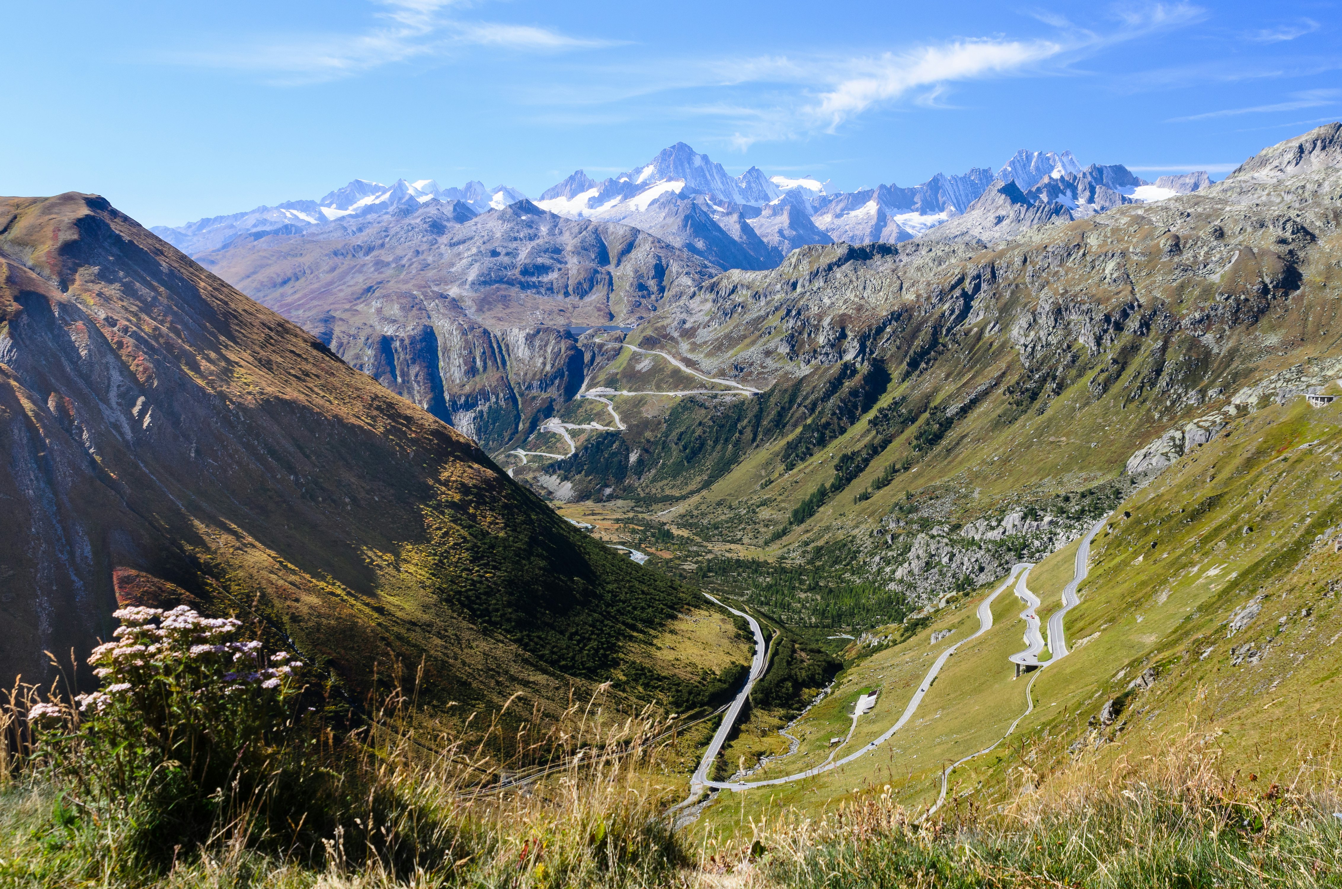 Autumn view from the Furka Pass, Switzerland.