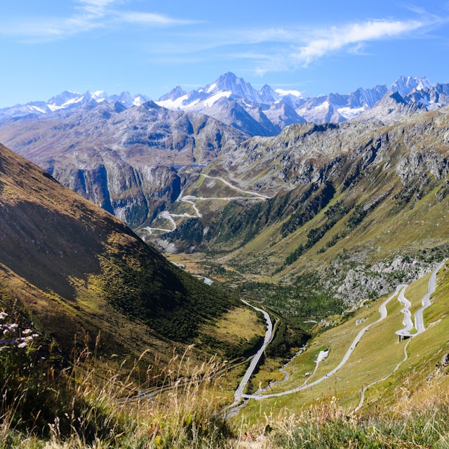 Autumn view from the Furka Pass, Switzerland.