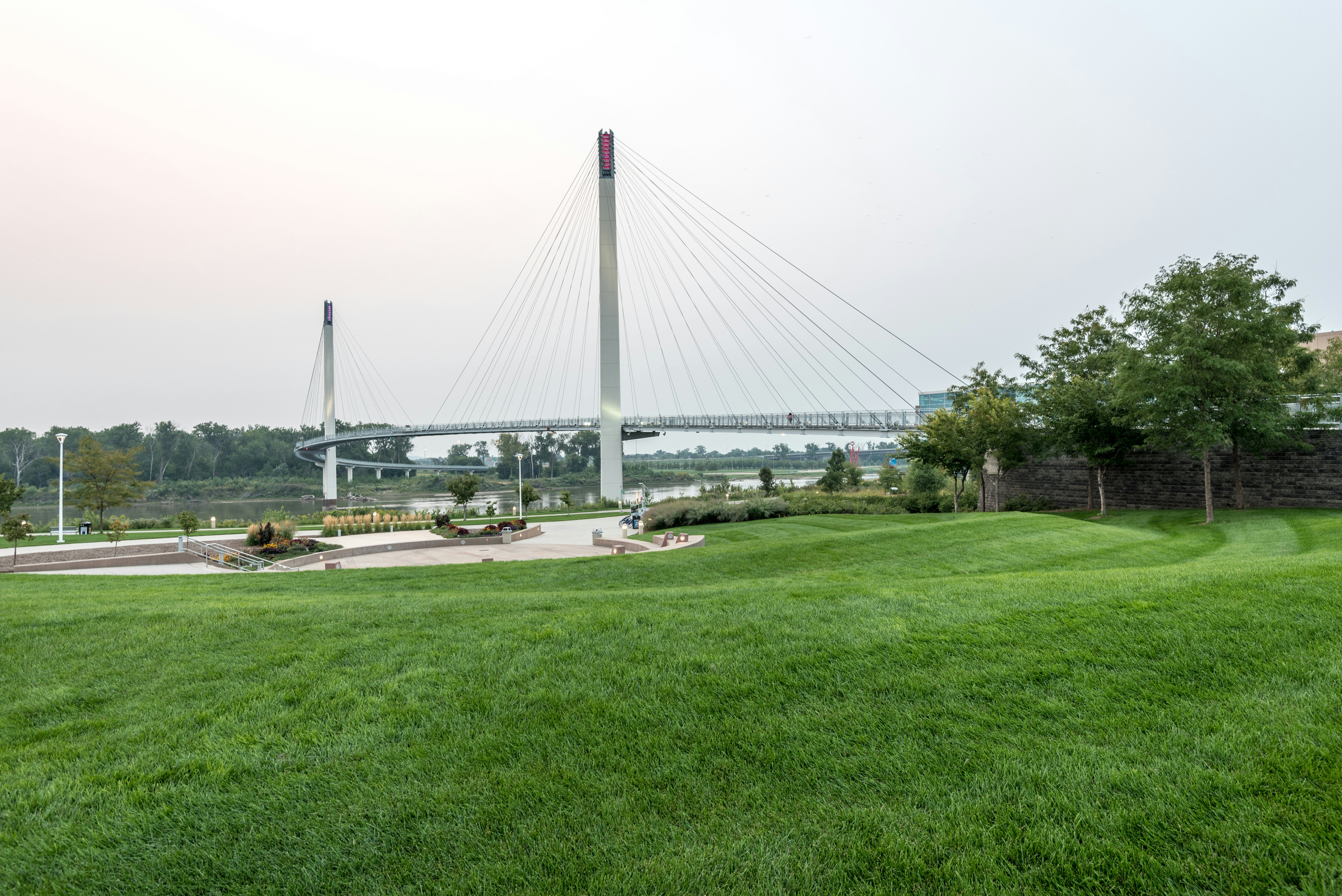Bob Kerrey Pedestrian Bridge over the Missouri River in Omaha, Nebraska.