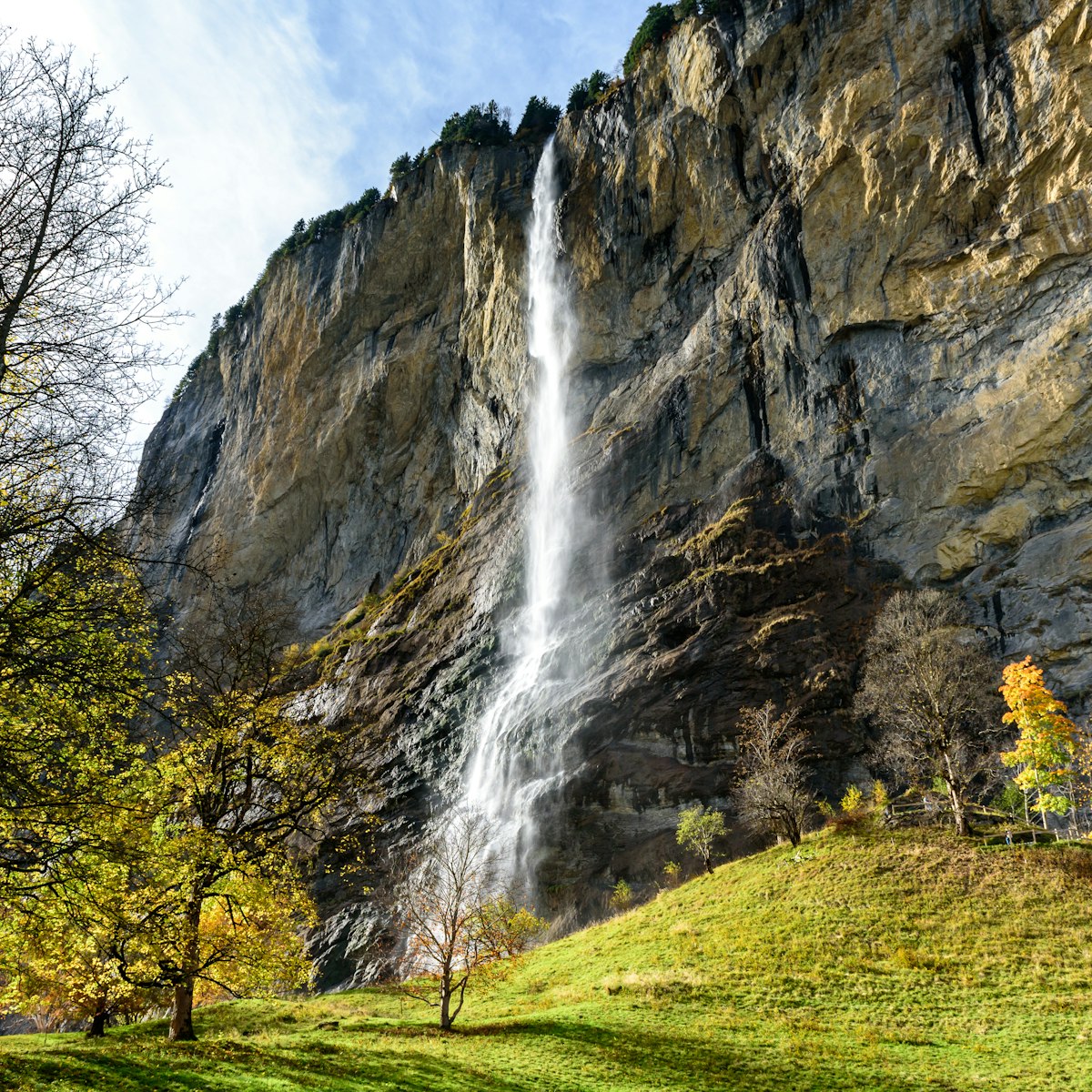 Staubbach Falls during autumn.