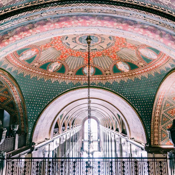A ceiling painting in the Fisher Building in Detroit.