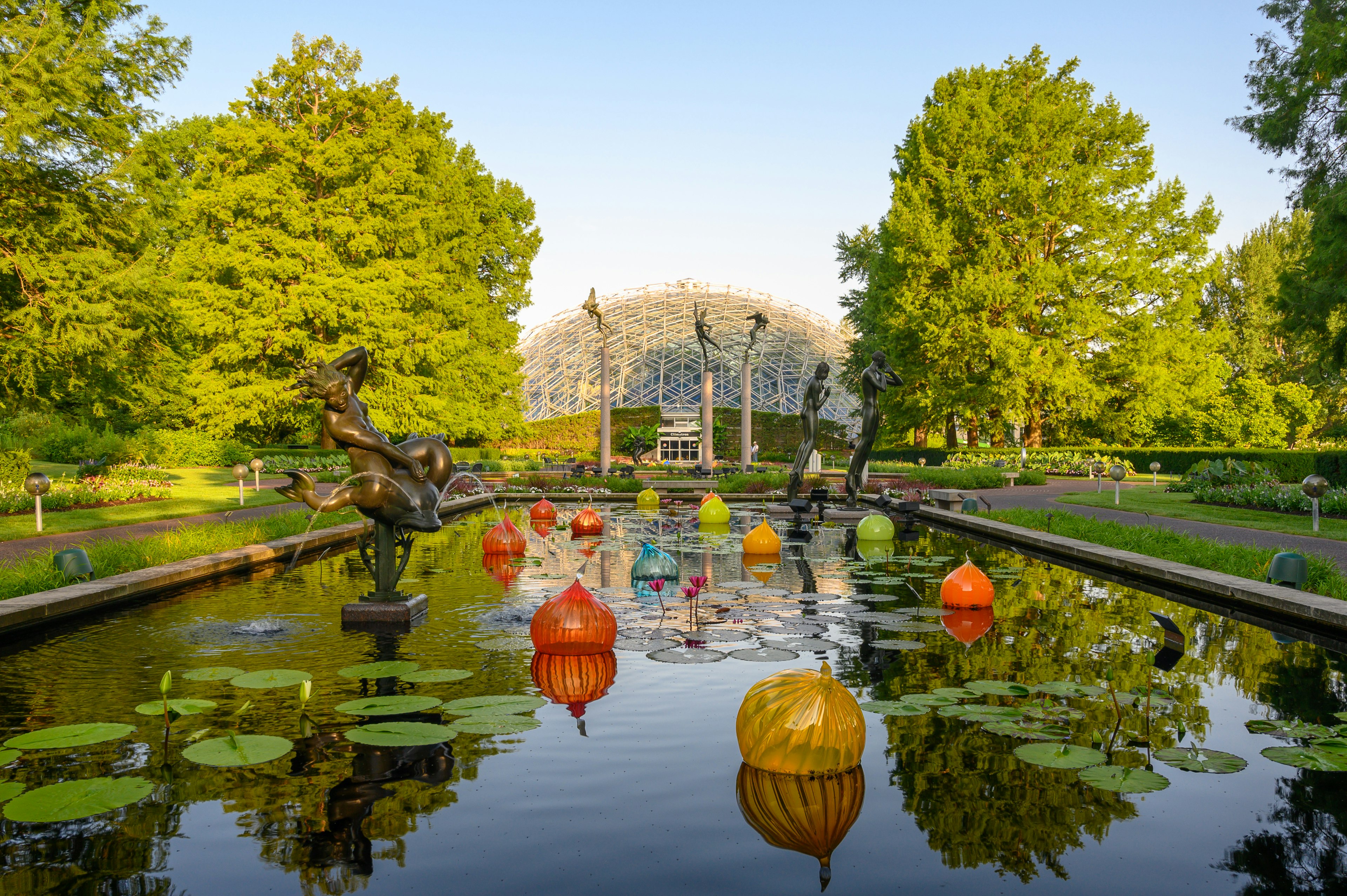 The Climatron at the Missouri Botanical Gardens at sunrise.